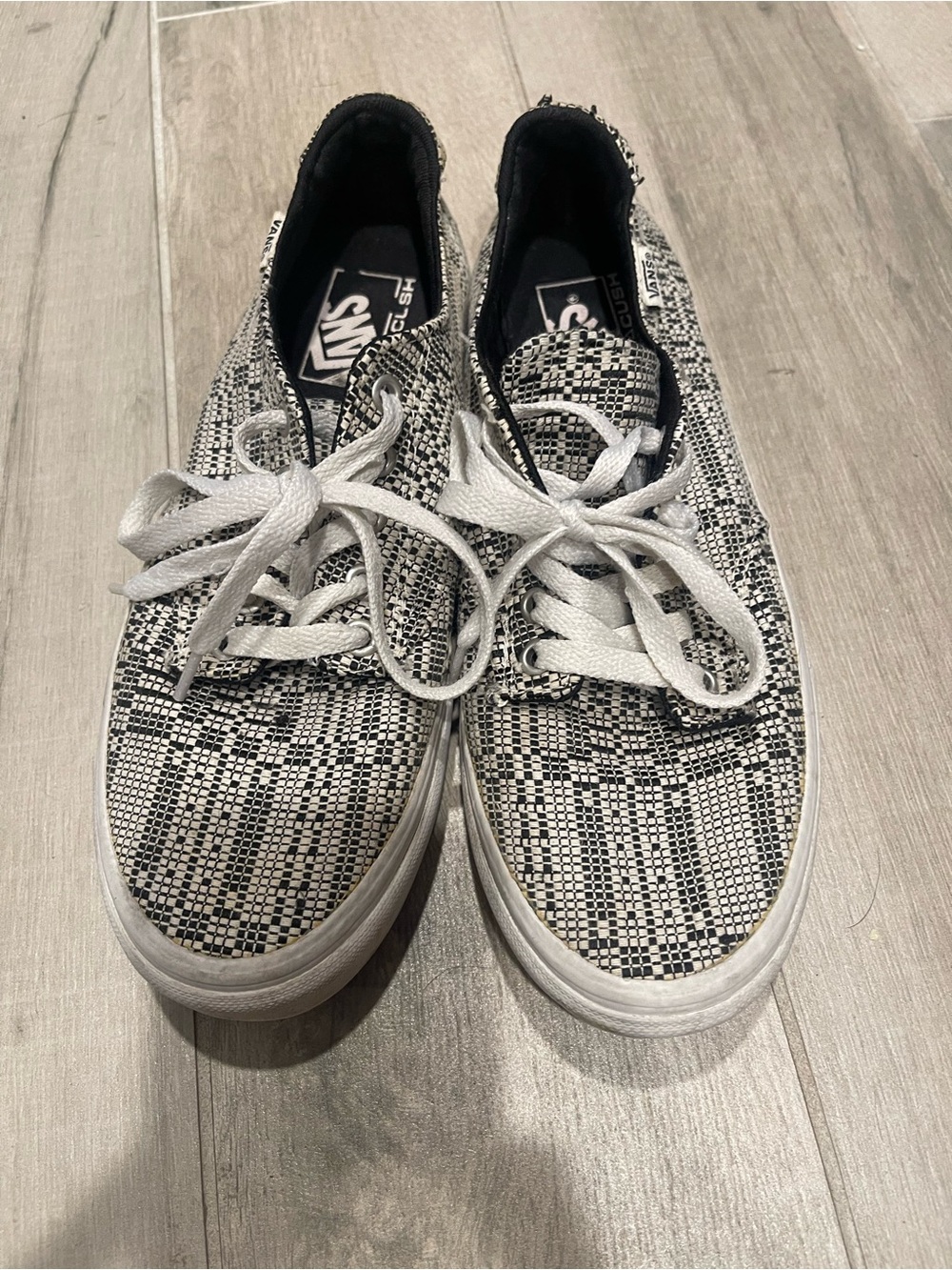 Vans Black & White Woven Checker Lace-Up Sneakers